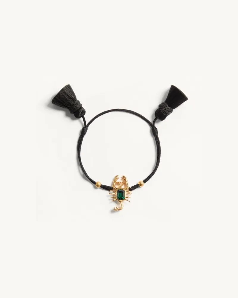 Valentino Garavani Bracciale Gardienne In Metallo, Cristallo E Corda Con Nappine Donna ANTIQUE BRASS/NERO Antique