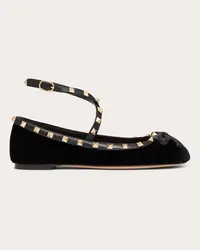 Valentino Garavani BALLERINA ROCKSTUD IN VELLUTO Donna NERO Nero