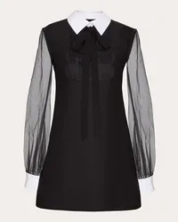 Valentino Garavani ABITO CORTO IN CREPE COUTURE Donna NERO Nero