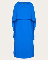 Valentino Garavani ABITO MIDI IN GEORGETTE DOUBLE Donna BLU SCURO Blu