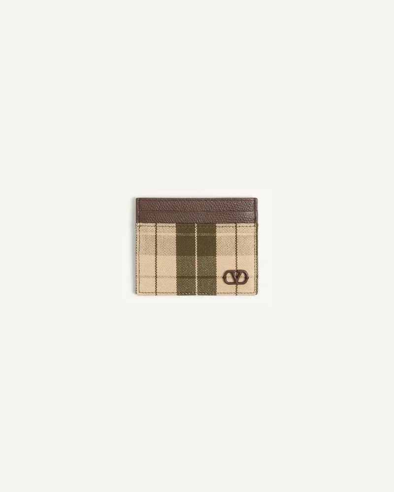 Valentino Garavani Portacarte VLogo Signature in tessuto check Uomo VERDE/BEIGE Verde