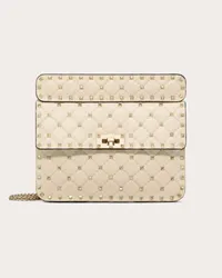 Valentino Garavani BORSA MEDIA ROCKSTUD SPIKE IN NAPPA Donna LIGHT IVORY Light