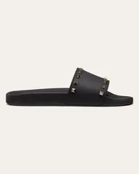 Valentino Garavani SANDALO SLIDER ROCKSTUD IN GOMMA Uomo NERO Nero