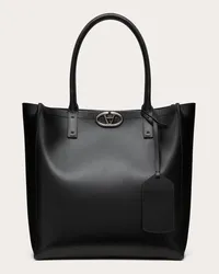 Valentino Garavani BORSA SHOPPING MEDIA VLOGO LOCKER IN PELLE Uomo NERO Nero