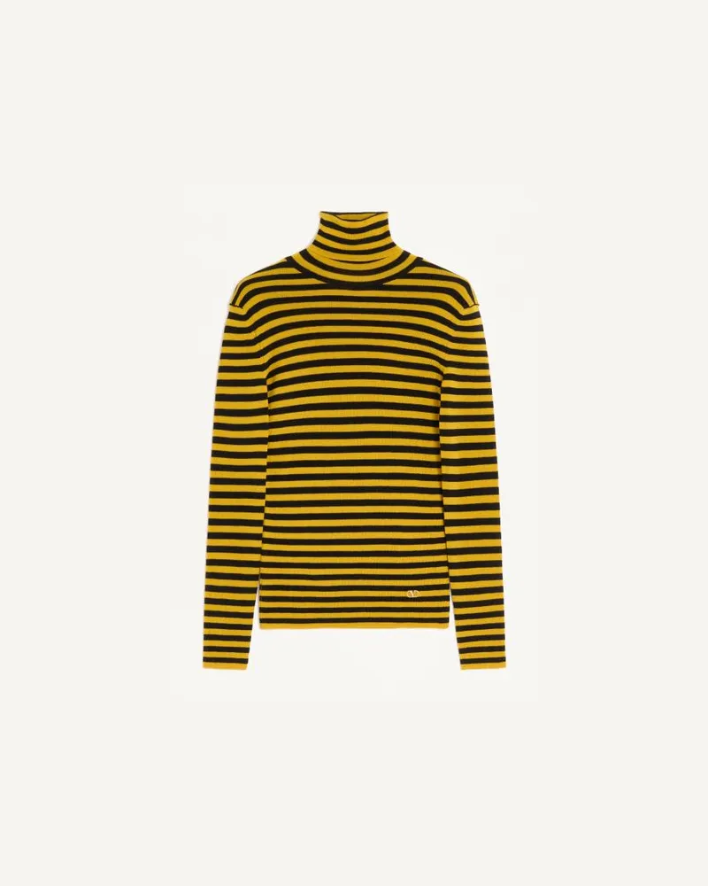 Valentino Garavani Maglia In Lana A Righe Donna NERO/GIALLO Nero