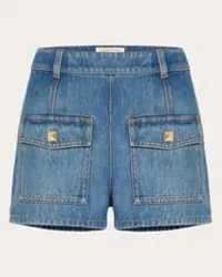 Valentino Garavani SHORTS IN DEEP BLUE DENIM Donna BLU Blu