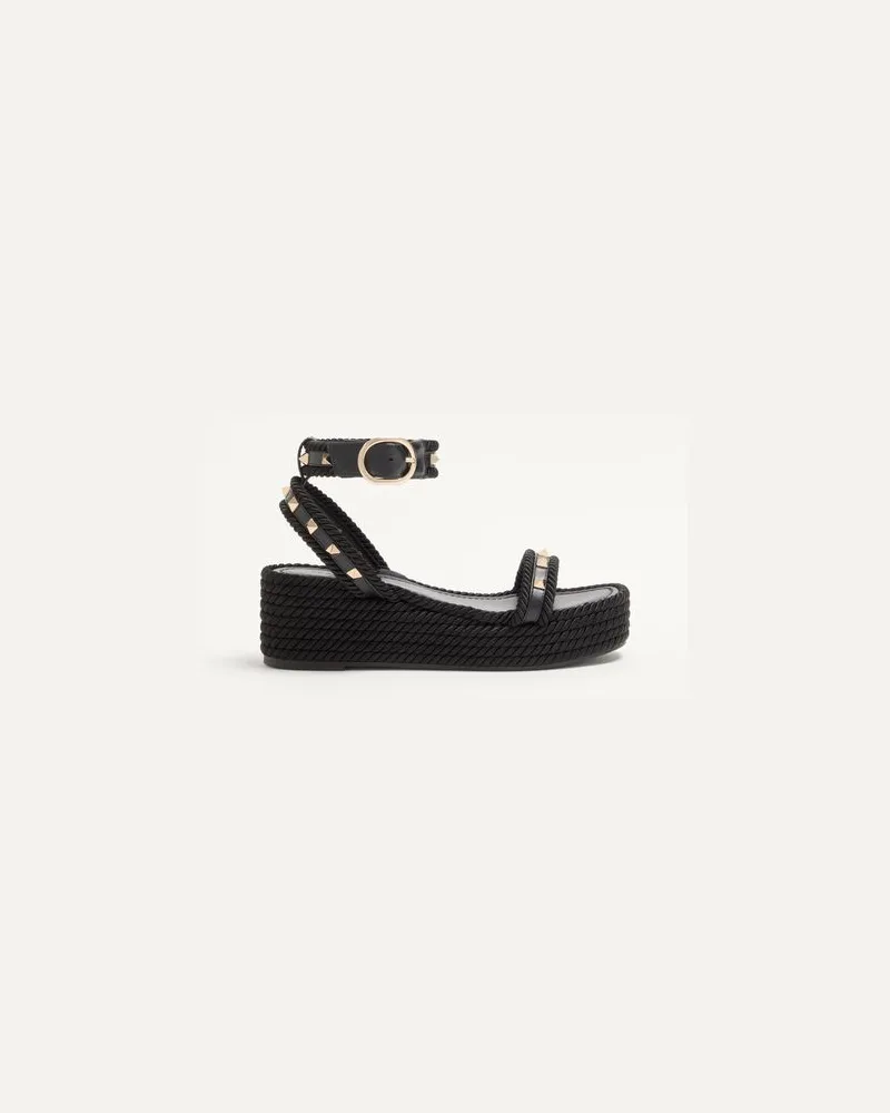Valentino Garavani Sandalo Flatform Rockstud In Vitello 45Mm Donna NERO 38 