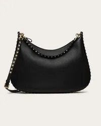 Valentino Garavani HOBO GARAVANI ROCKSTUD IN VITELLO GRANATO Donna NERO Nero