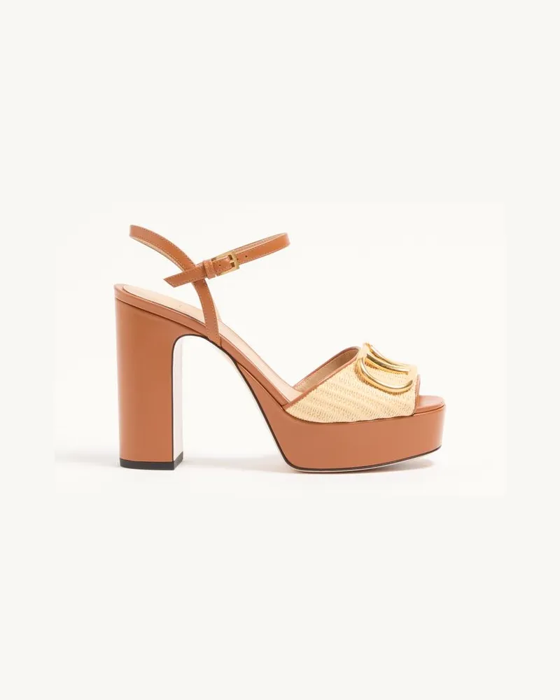 Valentino Garavani Sandalo Con Plateau VLogo Signature In Rafia 115Mm Donna BEIGE Beige