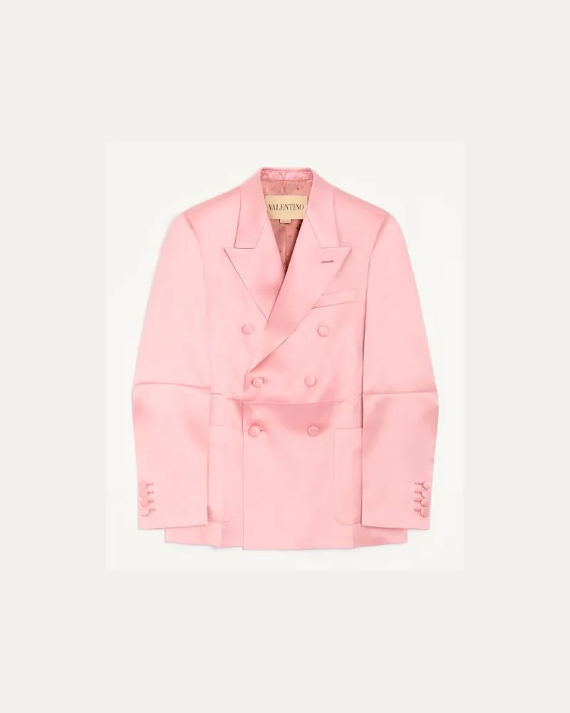 Valentino Garavani Giacca doppiopetto Valentino in seta duchesse double con piega da stiro Uomo ROSA Rosa