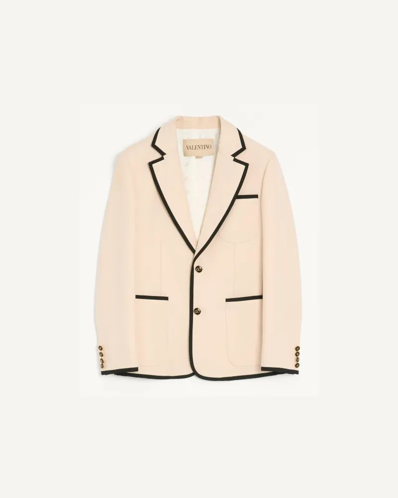 Valentino Garavani Giacca Monopetto Valentino In Gabardina Di Lana Uomo PANNA Panna