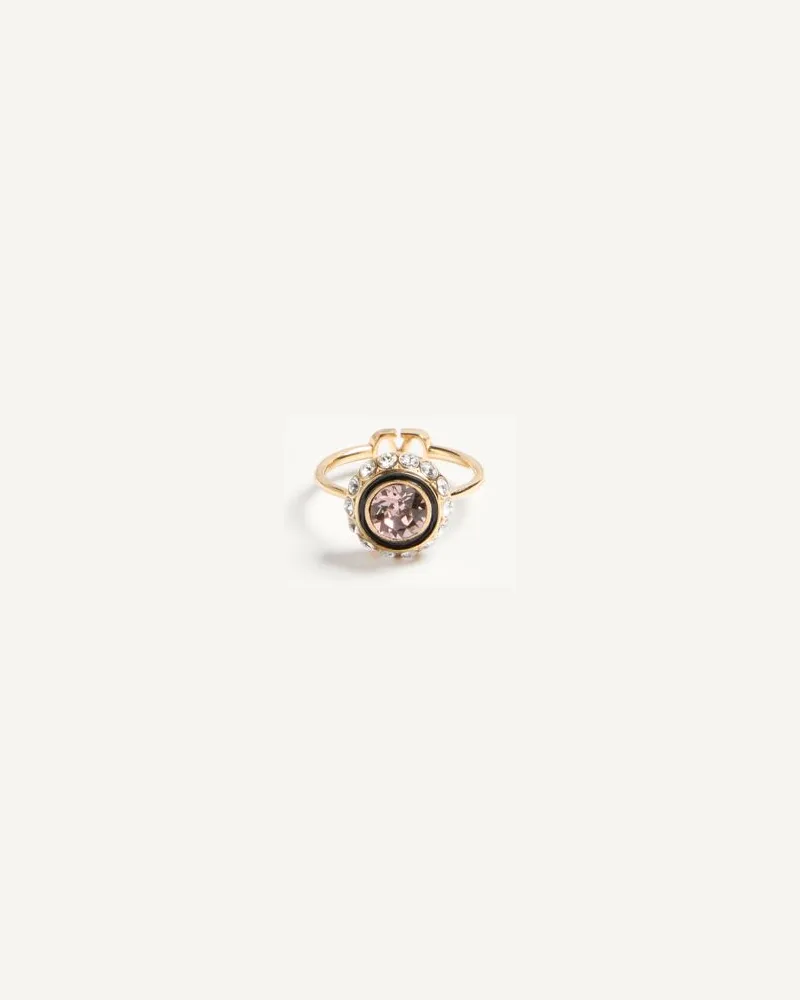 Valentino Garavani Anello VLogo Signature In Metallo, Smalto E Cristalli Donna ORO/ROSA Oro