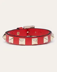 Valentino Garavani BRACCIALE ROCKSTUD IN PELLE Donna ROUGE PUR Rouge