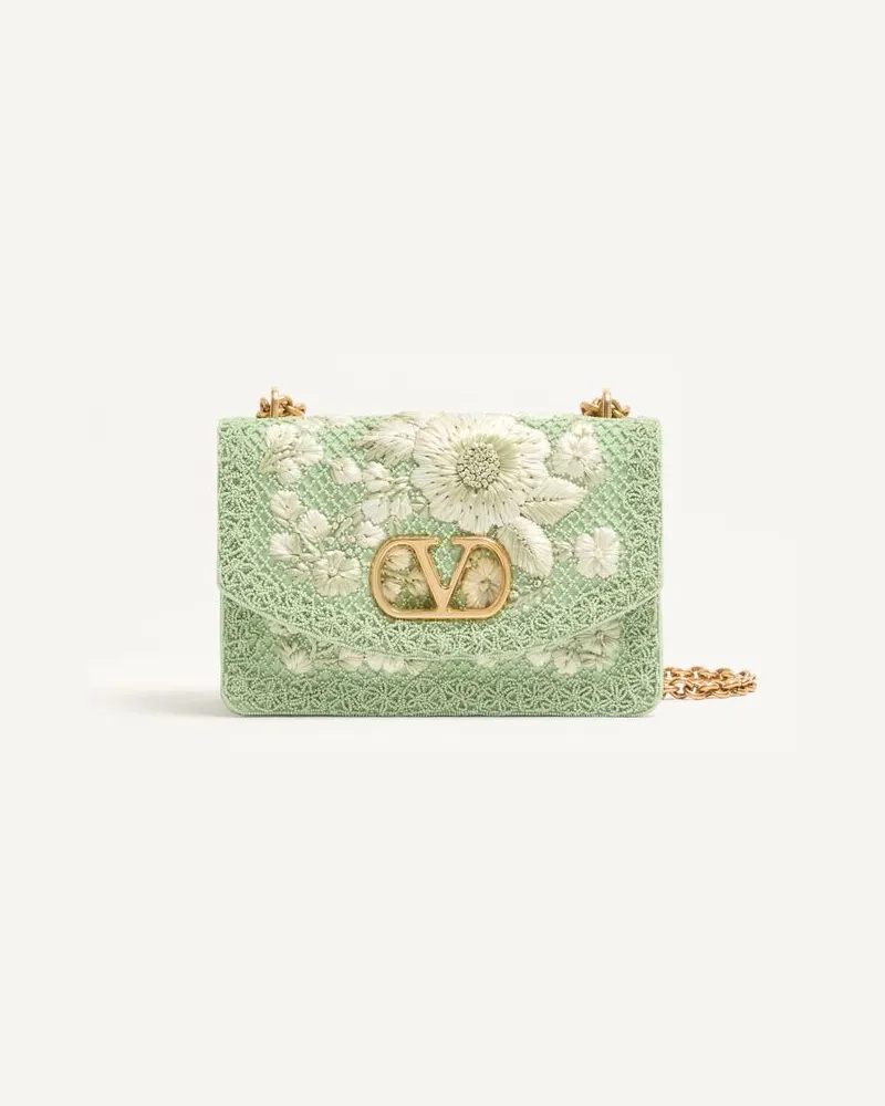 Valentino Garavani Borsa A Spalla Media Valentino Garavani Vain Ricamata Donna VERDE CHIARO Verde