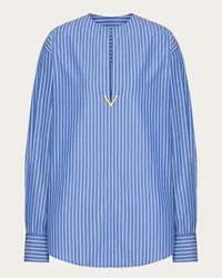 Valentino Garavani TOP IN POPELINE CONTRAILS Donna LIGHT BLUE/BIANCO Light