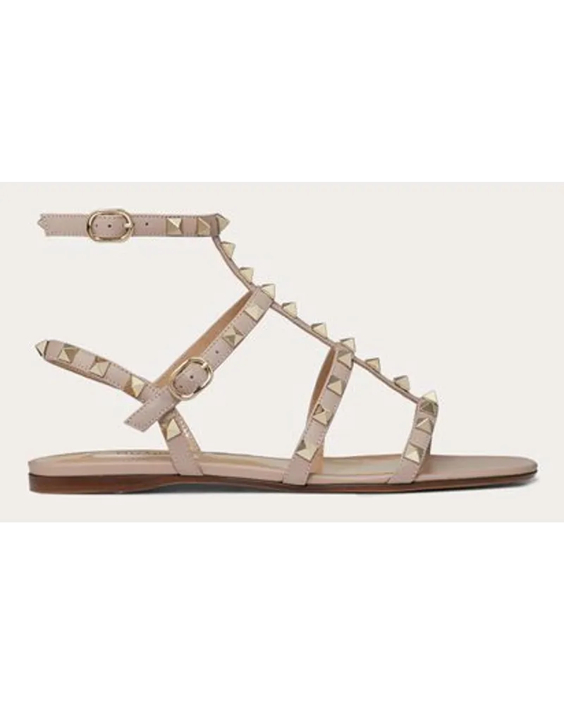 Valentino Garavani Sandalo Basso Rockstud In Vitello Con Cinturini Donna POUDRE Poudre