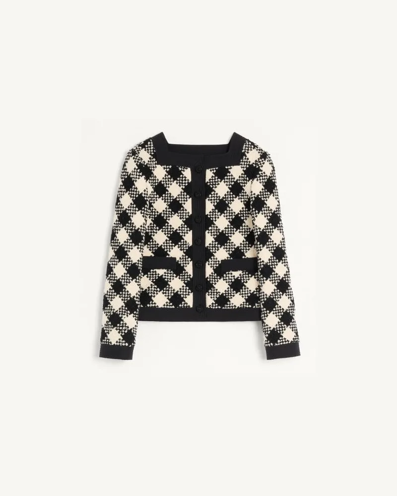 Valentino Garavani Giacca In Damier Tweed Donna BURRO/NERO Burro