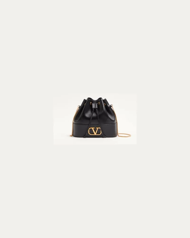 Valentino Garavani Mini Borsa a Secchiello Vlogo Signature in Nappa Donna NERO Nero