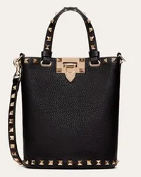 Valentino Garavani POUCH CON TRACOLLA ROCKSTUD IN VITELLO GRANATO Donna NERO Nero