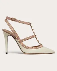 Valentino Garavani DÉCOLLETÉ ROCKSTUD IN VERNICE CON CINTURINI 100MM Donna AVORIO/POUDRE Avorio