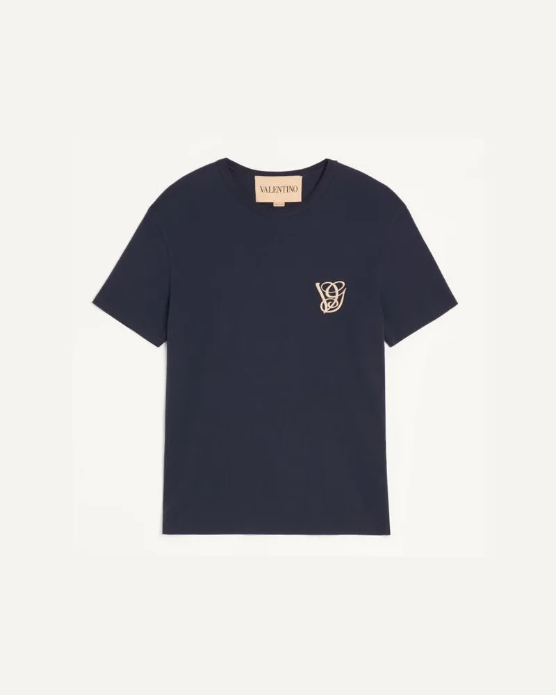 Valentino Garavani T-Shirt In Cotone Con Patch Vg Uomo NAVY Navy