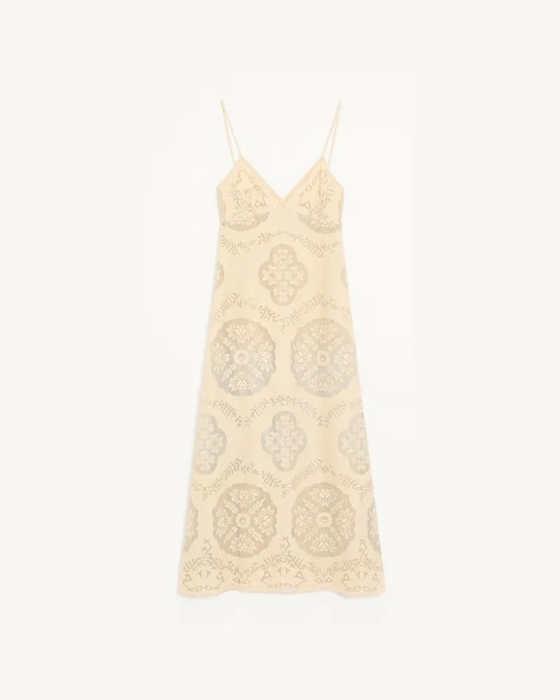 Valentino Garavani Abito Midi In Floral Stamp Blanket Donna ECRU/SILVER Ecru