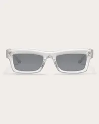 Valentino Garavani V-SHARP OCCHIALE RETTANGOLARE IN ACETATO unisex GRIGIO CHIARO Grigio