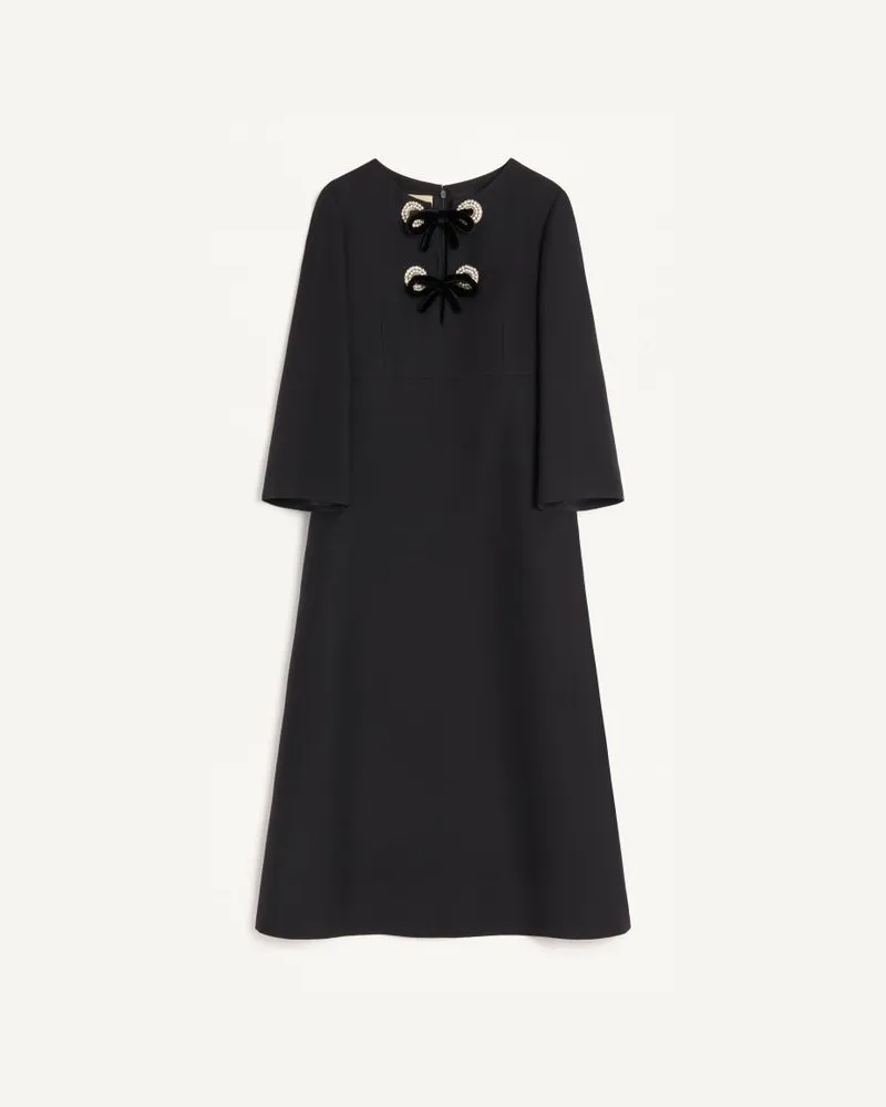 Valentino Garavani Abito Midi In Crepe Couture Donna NERO/SILVER Nero