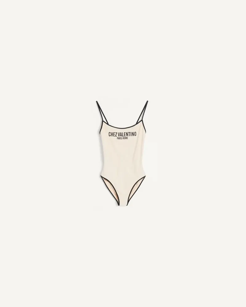 Valentino Garavani Costume Da Bagno In Lycra Piquet Donna BETULLA/NERO XS 