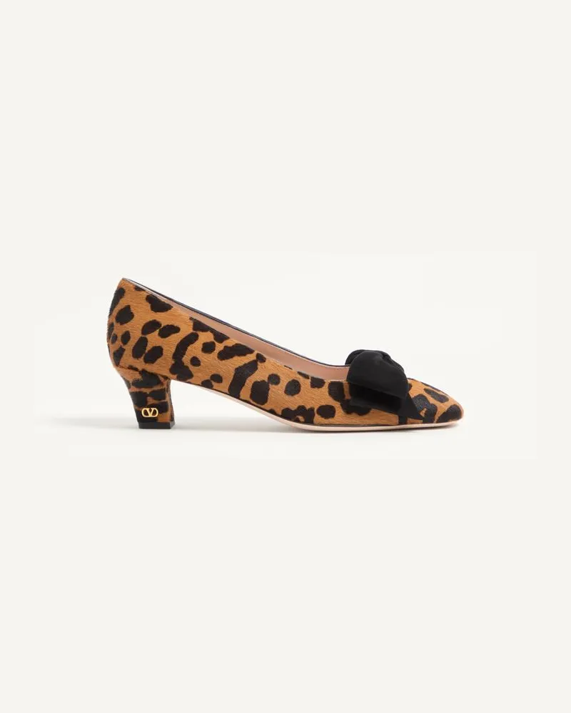 Valentino Garavani Décolleté Bowow In Vitello Effetto Cavallino 45mm Donna ANIMALIER Animalier