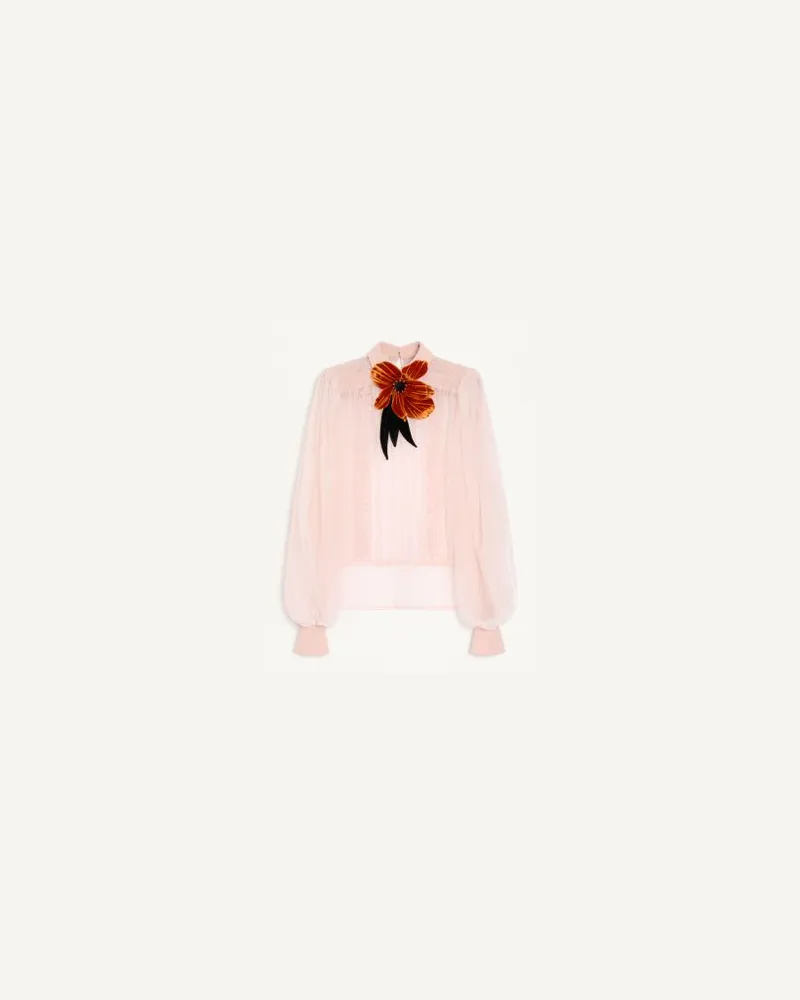 Valentino Garavani Top In Organza Ricamato Donna ROSA 42 