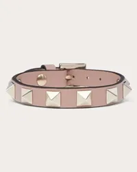 Valentino Garavani BRACCIALE ROCKSTUD IN PELLE Donna POUDRE Poudre