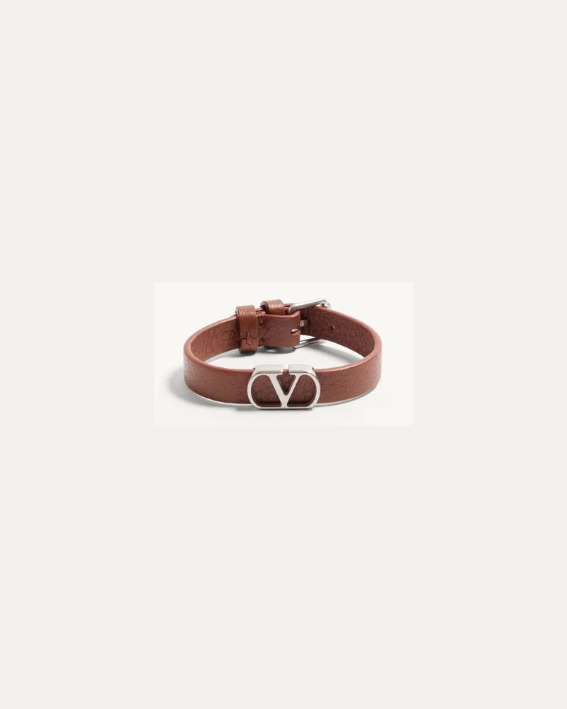 Valentino Garavani Bracciale VLogo Signature In Vitello Granato Uomo SELLERIA Selleria
