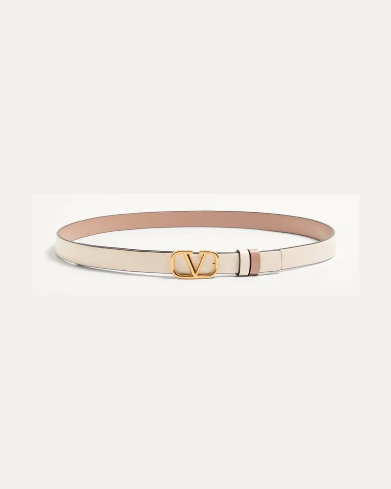 Valentino Garavani Cintura Reversibile Vlogo Signature In Vitello Lucido 20 Mm Donna LIGHT IVORY/ROSE CANNELLE Light