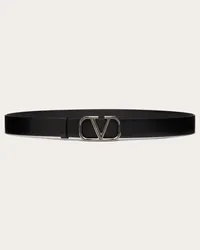 Valentino Garavani CINTURA VLOGO SIGNATURE IN VITELLO 30 MM Uomo NERO Nero