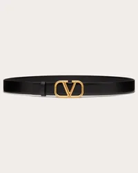 Valentino Garavani CINTURA VLOGO SIGNATURE IN VITELLO 30 MM Uomo NERO Nero