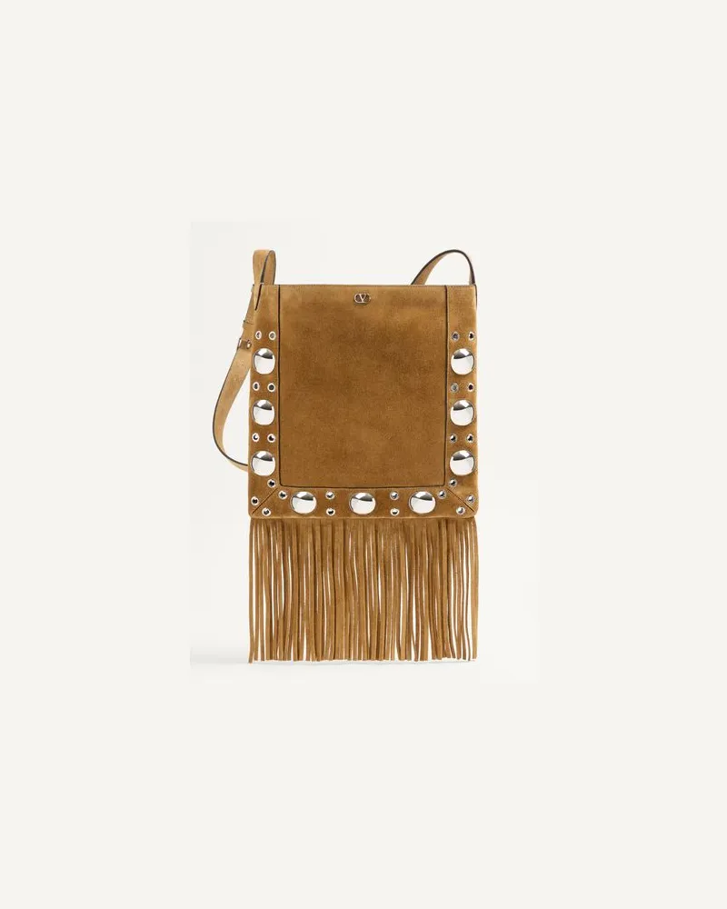 Valentino Garavani Borsa A Spalla Valentino Garavani Nellcôte In Suede Con Frange Uomo HAVANA BEIGE UNI 