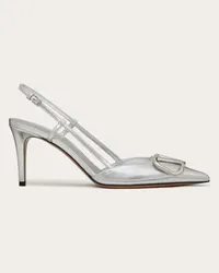 Valentino Garavani DÉCOLLETÉ SLINGBACK VLOGO SIGNATURE IN NAPPA LAMINATA 80MM Donna SILVER Silver