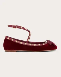 Valentino Garavani BALLERINA ROCKSTUD IN VELLUTO Donna ROSSO CILIEGIA Rosso