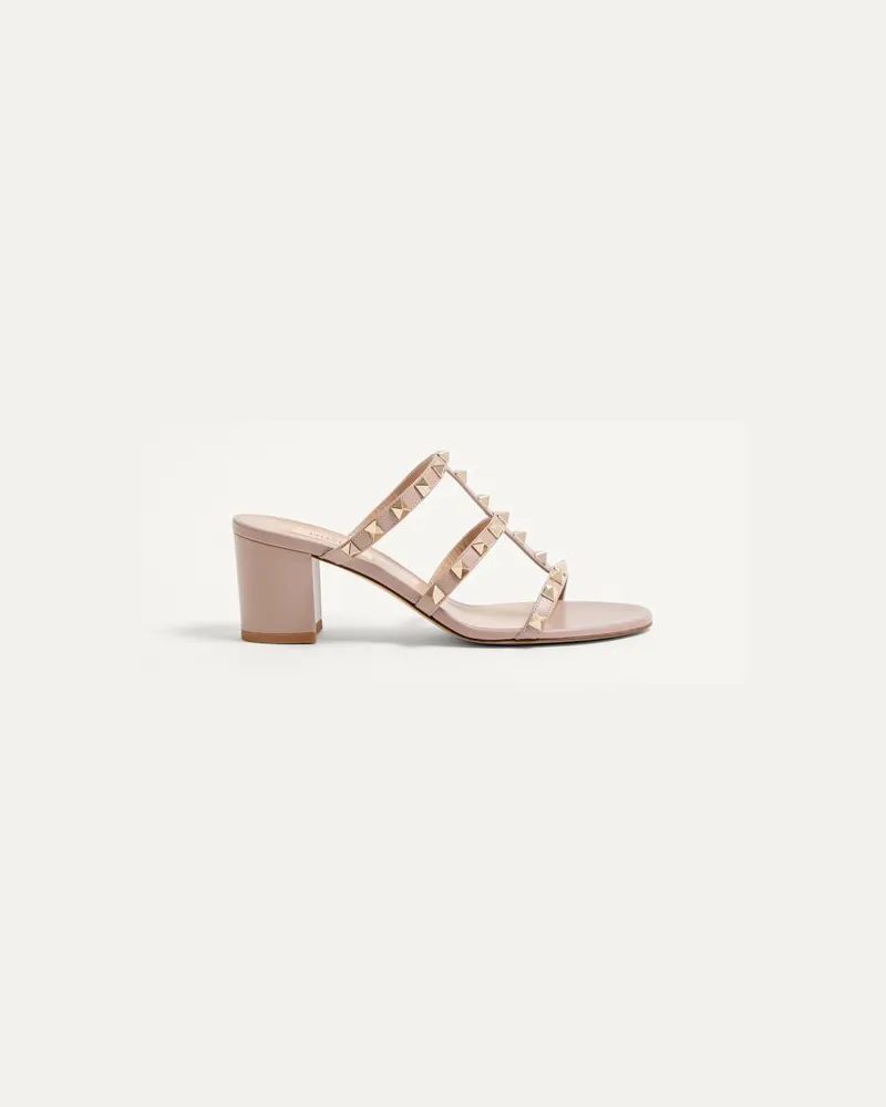Valentino Garavani Sandalo Slider Rockstud In Vitello 60Mm Donna POUDRE Poudre