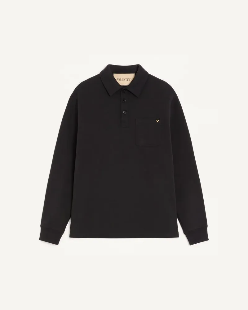 Valentino Garavani Polo Valentino in cotone con VGold Uomo NERO Nero