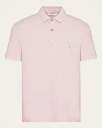 Valentino Garavani POLO IN PIQUET DI COTONE CON PATCH VLOGO SIGNATURE Uomo GREY ROSE Grey