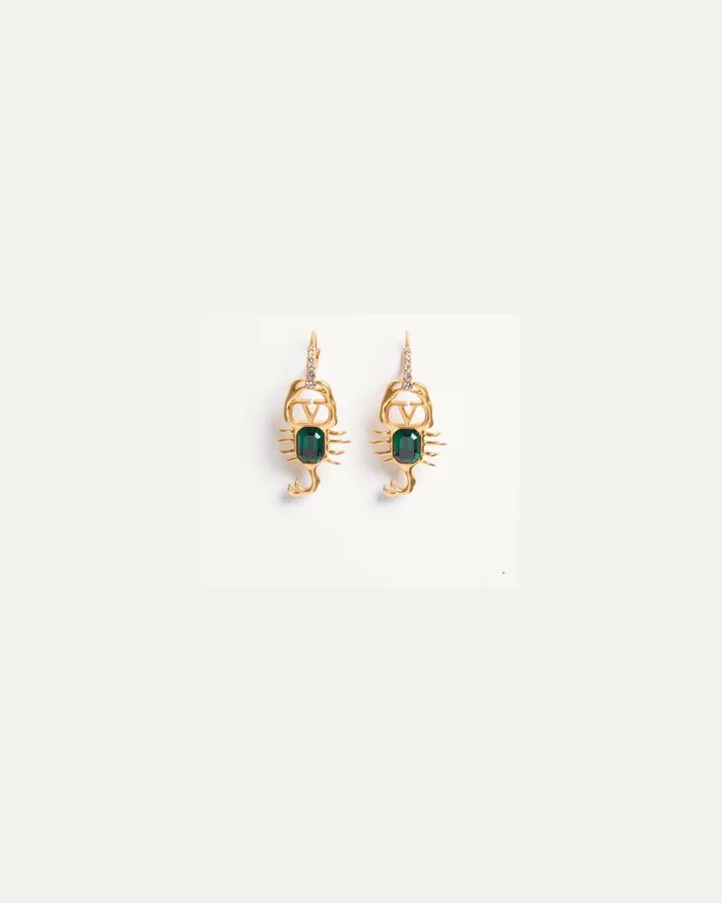 Valentino Garavani Orecchini Gardienne in Metallo, Cristalli e Vetro Donna ANTIQUE BRASS/EMERALD Antique