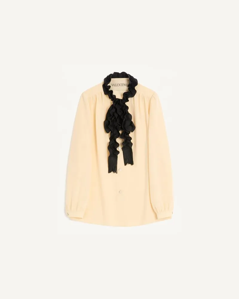 Valentino Garavani Camicia In Crepe De Chine Donna BETULLA/NERO Betulla