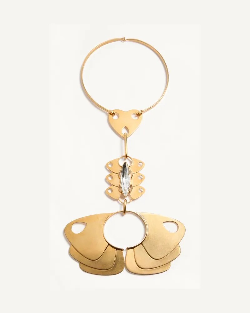 Valentino Garavani Collana Pages in Metallo e Cristalli Donna ORO/CRYSTAL Oro