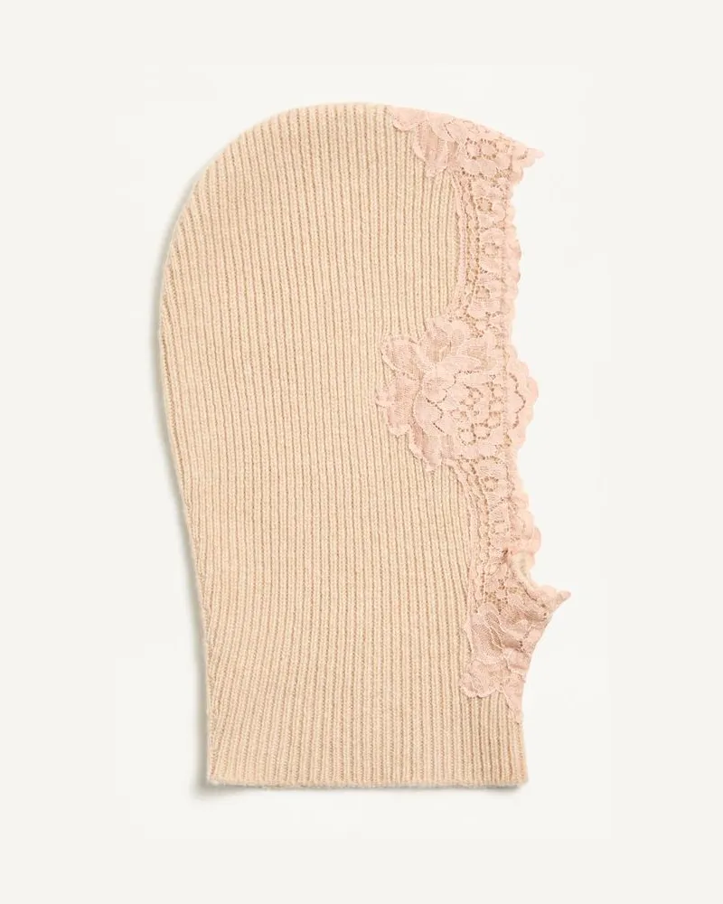 Valentino Garavani Cappuccio VLogo Signature In Cachemire E Pizzo Donna ALABASTER Alabaster