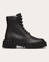 Valentino Garavani COMBAT BOOT ROCKSTUD IN VITELLO E BORCHIE IN TONO 50MM Donna NERO Nero