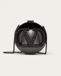 Valentino Garavani MINAUDIÈRE VLOGO SIGNATURE IN METALLO E STRASS Donna NERO Nero