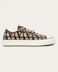 Valentino Garavani SNEAKER LOW-TOP TOTALOOP IN TOILE ICONOGRAPHE Uomo BEIGE/NERO Beige