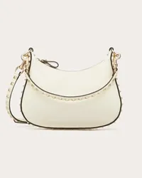 Valentino Garavani HOBO PICCOLA GARAVANI ROCKSTUD IN VITELLO GRANATO Donna AVORIO Avorio